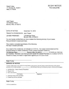 Costum Notice To Quit Tenancy Template Doc Sample