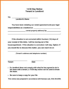 Costum Notice To Tenant To Vacate Template Word Example