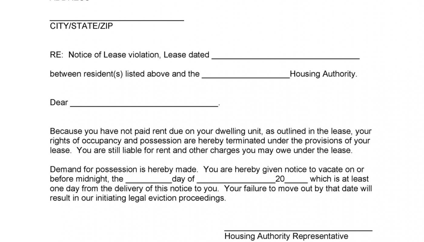 Costum Notice To Vacate Tenant Template Word Sample