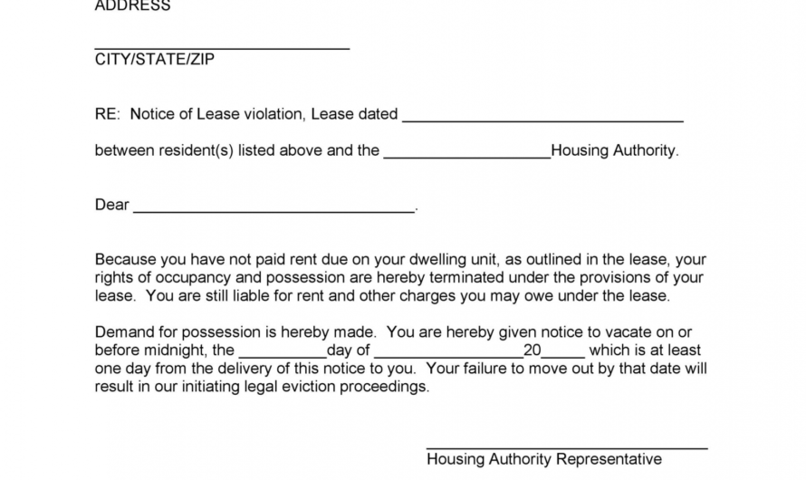 Alberta Eviction Notice Template