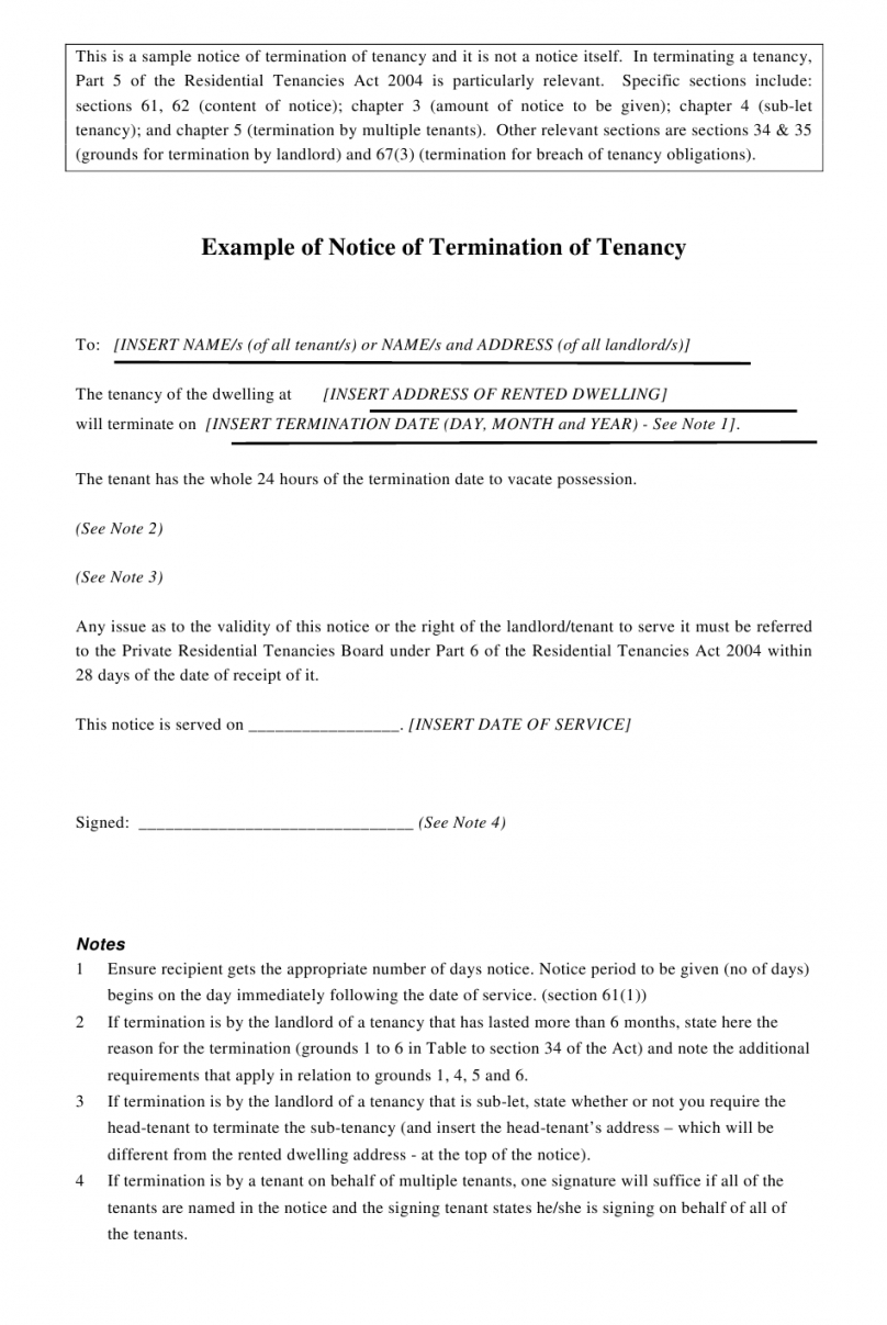 Costum One Month Notice Letter To Landlord Template Doc Example