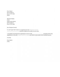 Costum Template Resignation Letter 2 Week Notice Word Sample