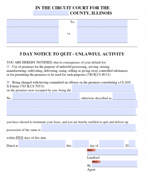 Editable Eviction Notice Template Illinois Word Tacitproject 0155