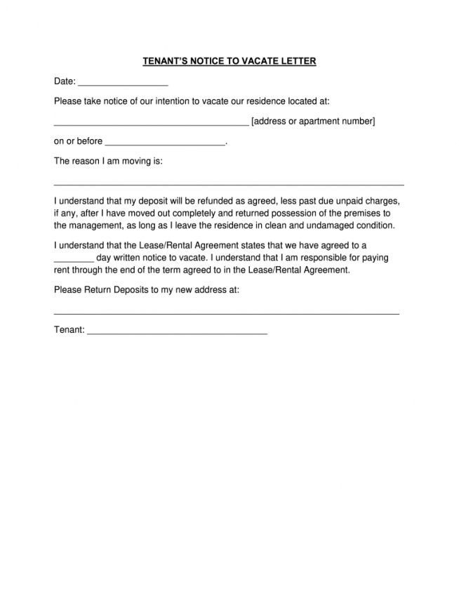 Intent To Move Out Letter Template