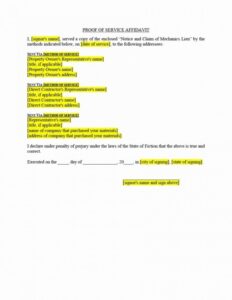 Editable Notice Of Lien Letter Template Doc Sample