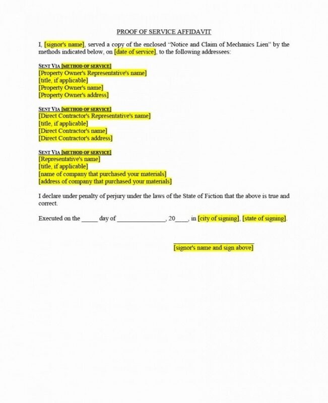 Editable Notice Of Lien Letter Template Doc Sample
