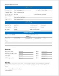 Editable Payroll Change Notice Form Template  Example