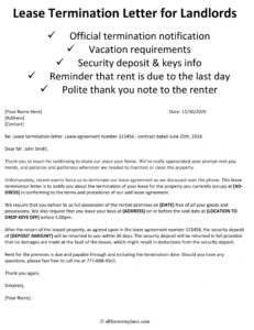 Editable Rental Termination Notice Template Excel Example