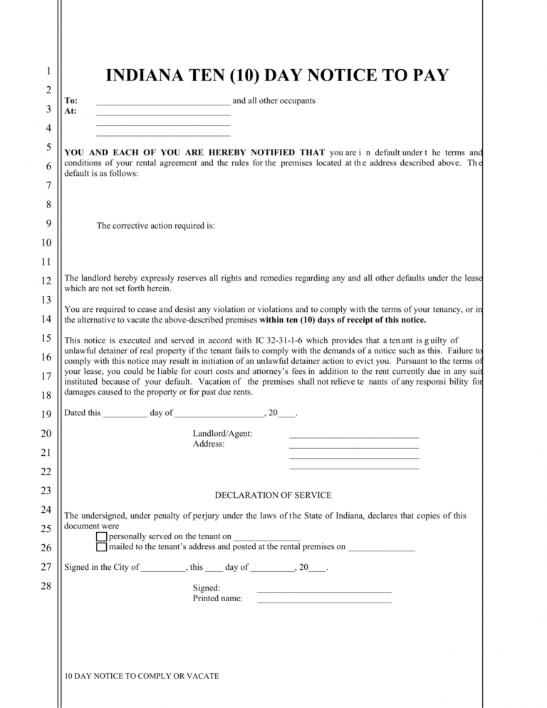 Eviction Notice Template Illinois Word Example Tacitproject