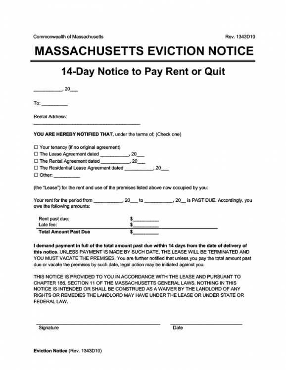 Free 14 Day Eviction Notice Template Pdf Sample