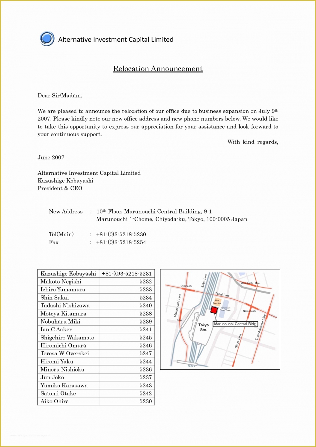Free Business Moving Notice Template Word Sample