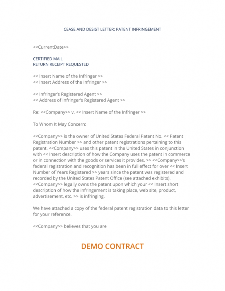 Free Copyright Infringement Notice Template Doc Example Tacitproject