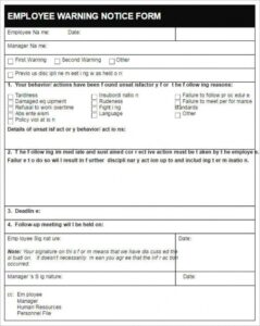 Free Employee Warning Notice Form Template Doc Sample