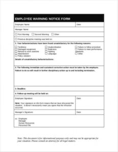 Free Employee Warning Notice Form Template Word