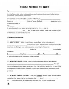 Free Eviction Notice Texas Template Pdf Sample