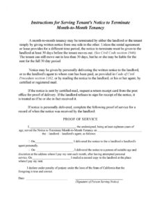 Free One Month Notice Letter To Landlord Template Word Sample