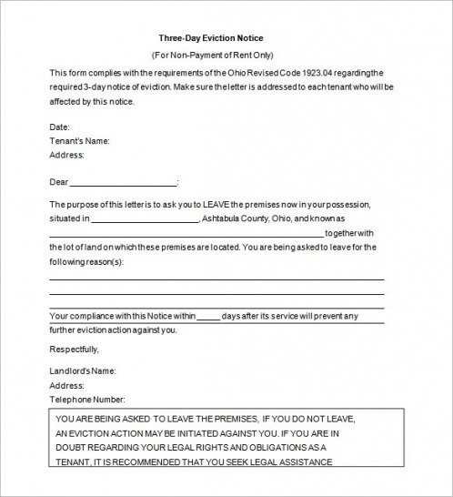 Free Roommate Eviction Notice Template Word Example Tacitproject 6071