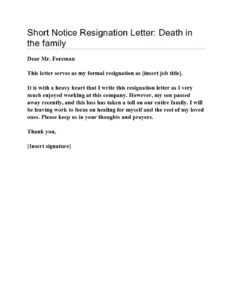 Free Short Notice Resignation Letter Template Doc