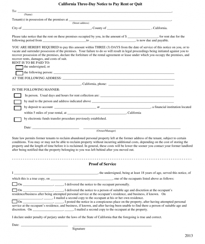 Free Tenant 30 Day Notice To Vacate California Template Pdf Example