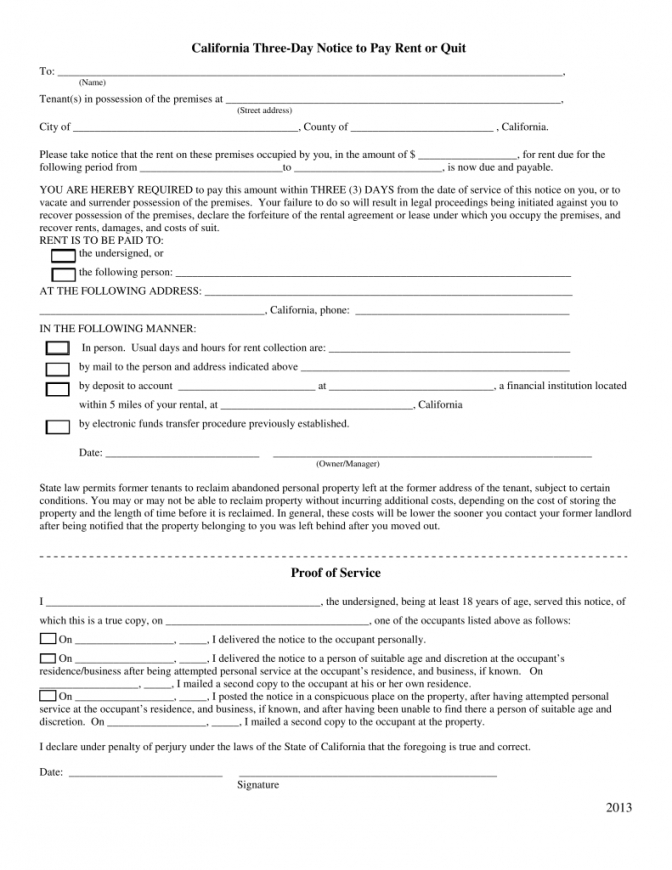 Free Tenant 30 Day Notice To Vacate California Template Pdf Example