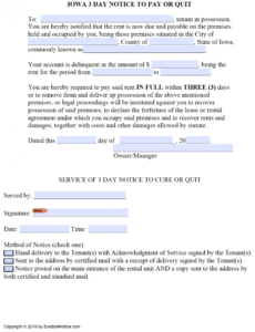 Free Three Day Notice Template Doc Sample