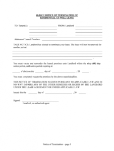 Free Written Notice Of Termination Of Lease Template