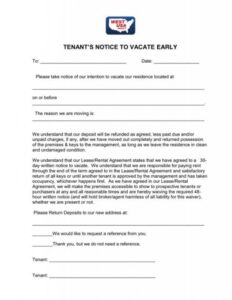 Free Written Notice To Vacate Apartment Template Doc