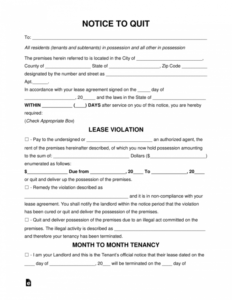 Landlord Eviction Notice Template Doc Sample