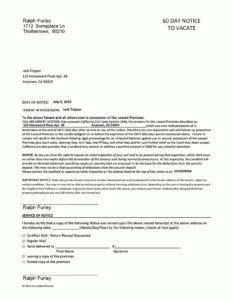 Landlord Notice To Vacate Template Excel Example