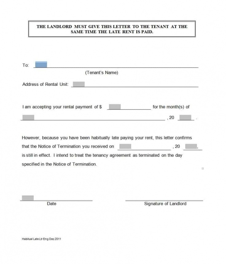 Late Rent Payment Notice Template