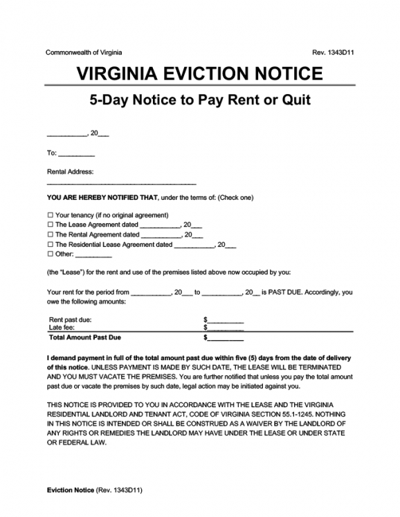 Printable 14 Day Eviction Notice Template  Example