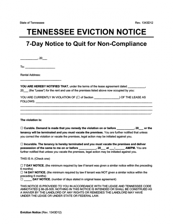 Printable 14 Day Eviction Notice Template Word Sample Tacitproject