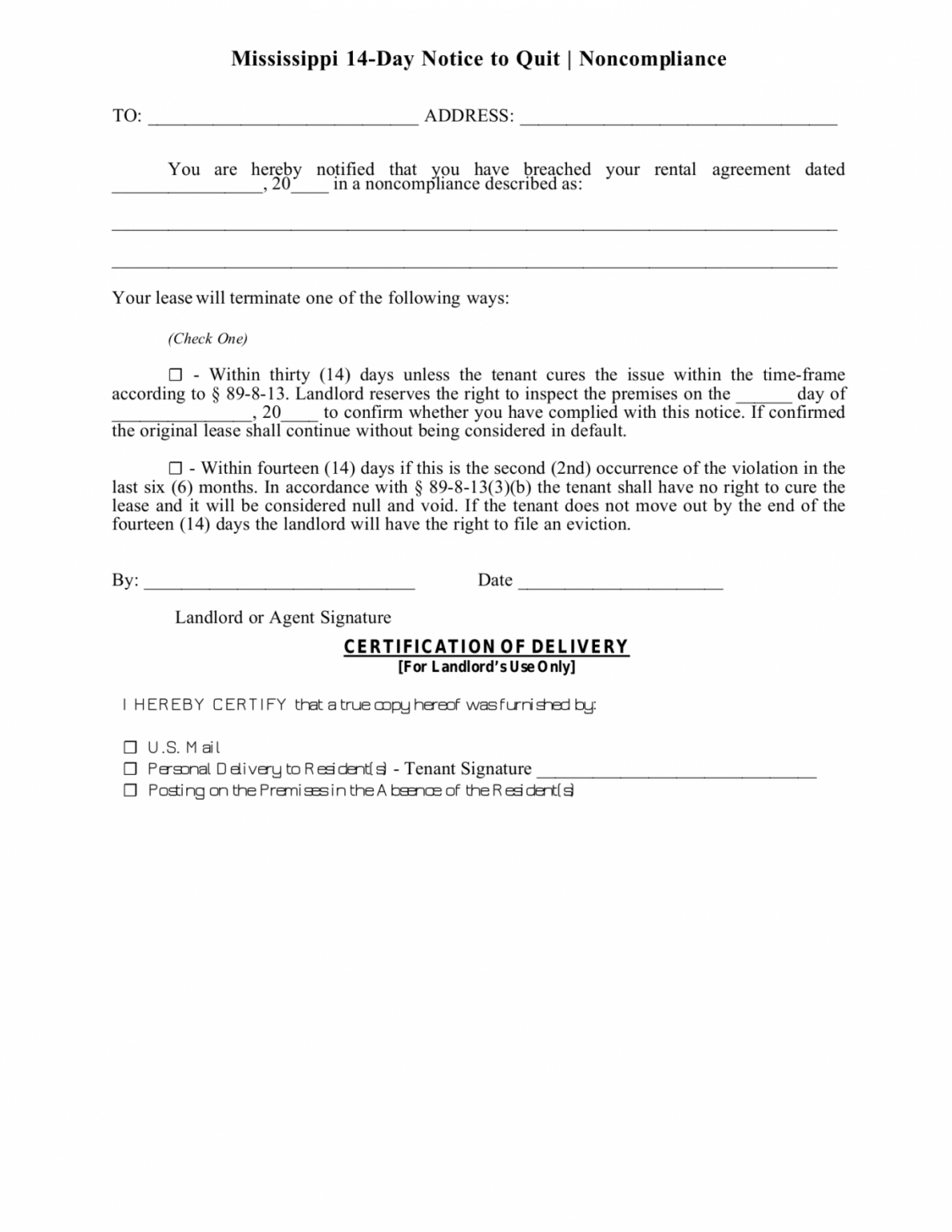 Printable Eviction Notice Template Oklahoma Doc - Tacitproject