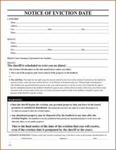 Printable Eviction Notice Template Pdf Sample