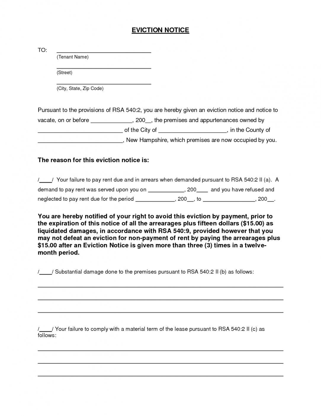 Printable Eviction Notice Texas Template Doc