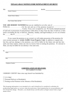 Printable Eviction Notice Texas Template  Sample