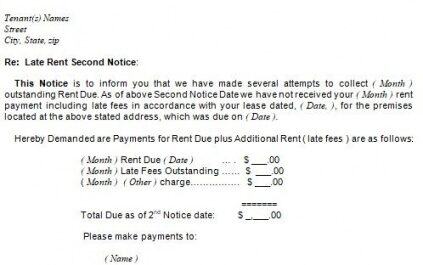 Printable Late Rent Payment Notice Template