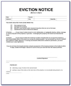 Printable Lodger Eviction Notice Template Pdf
