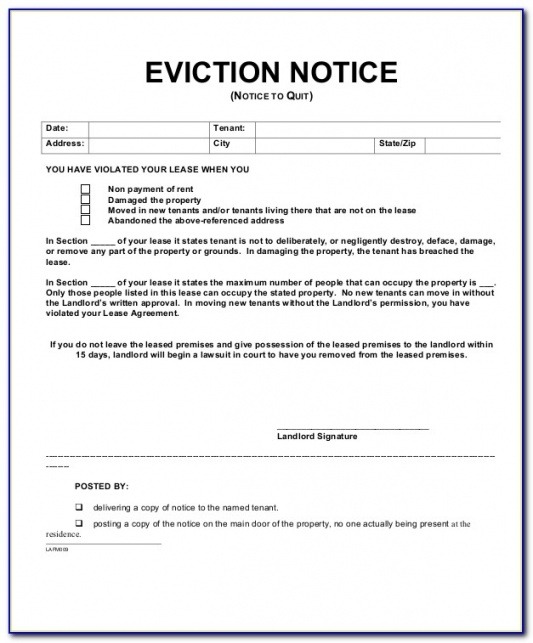 Printable Lodger Eviction Notice Template Pdf