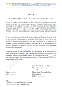Printable Notice Of Annual Meeting Template Doc