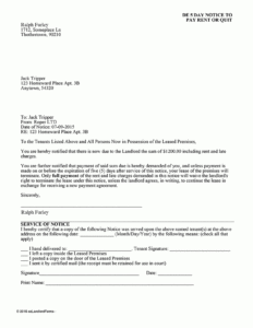 Printable Notice To Quit Tenancy Template Excel Example