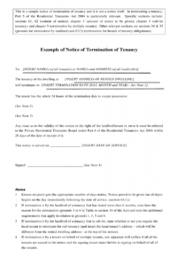 Printable Notice To Terminate Tenancy Template Word