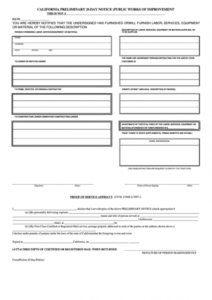 Printable Pre Lien Notice Template Doc