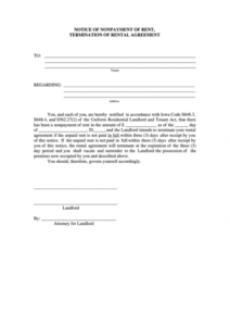 Printable Rental Lease Termination Notice Template  Sample