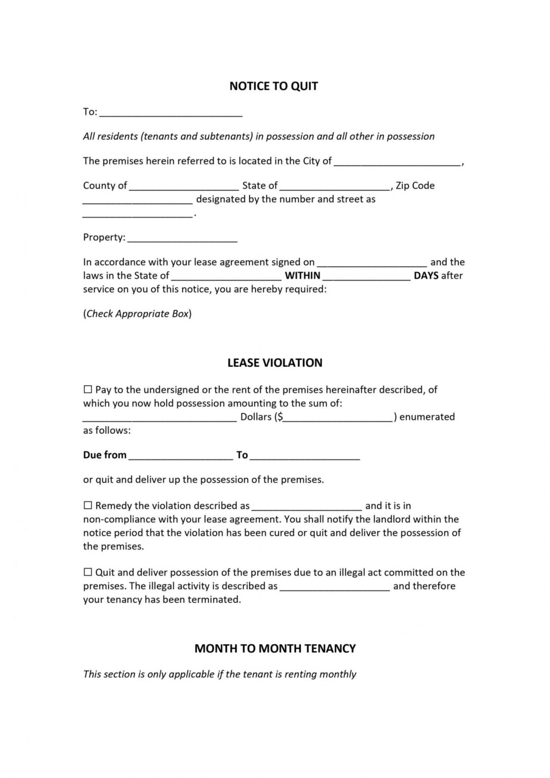 Printable Sc Eviction Notice Template Doc Tacitproject