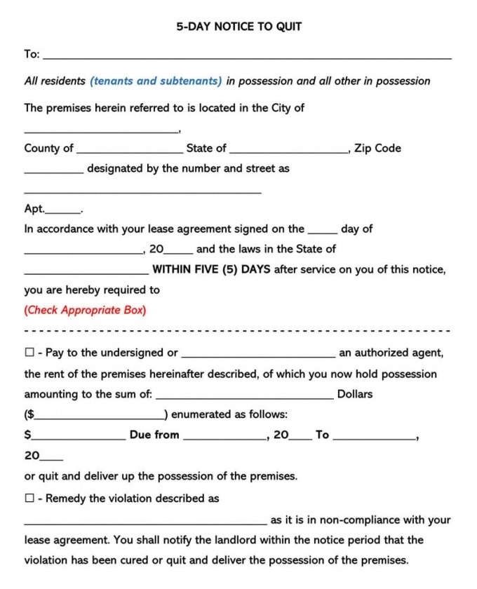 Printable Section 8 Eviction Notice Template Doc