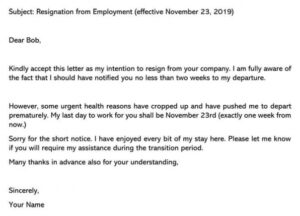 Printable Short Notice Resignation Letter Template Excel