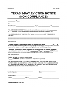 Printable Three Day Notice Template Pdf