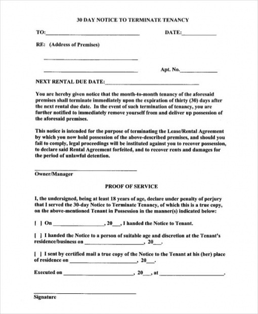 Professional 30 Day Notice To Landlord Template Pdf Pdf Sample