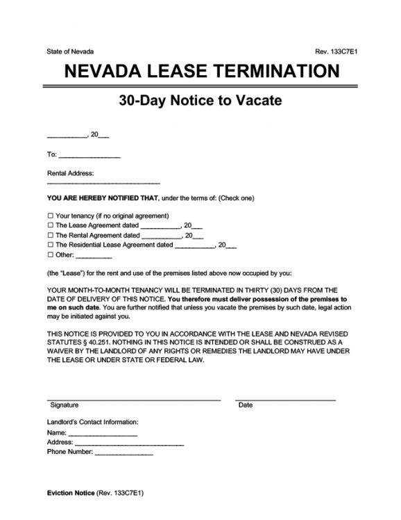 Professional 30 Day Notice To Landlord Template Pdf PDF Tacitproject